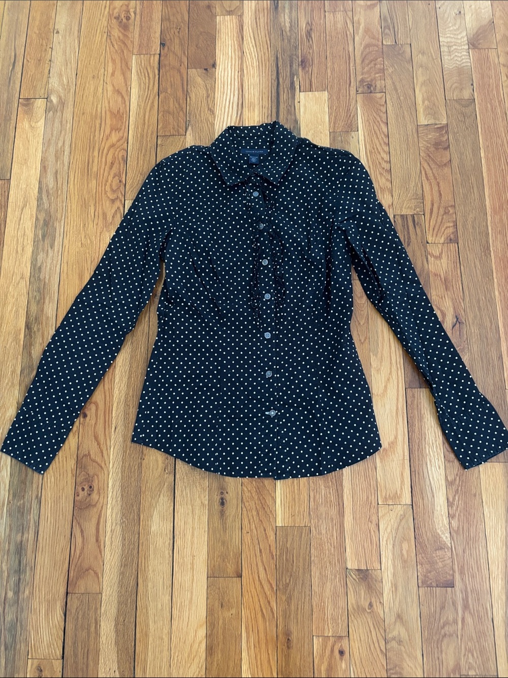 Tommy Hilfiger Black Blouse with White Polka Dots